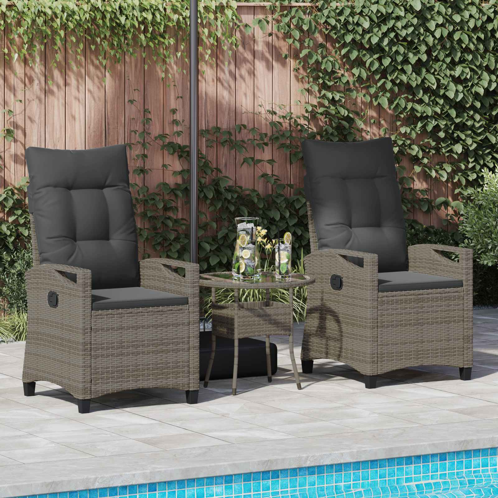 Garden Chair 2 pcs Grey and Dark Grey 56 x 60 x 112 cm