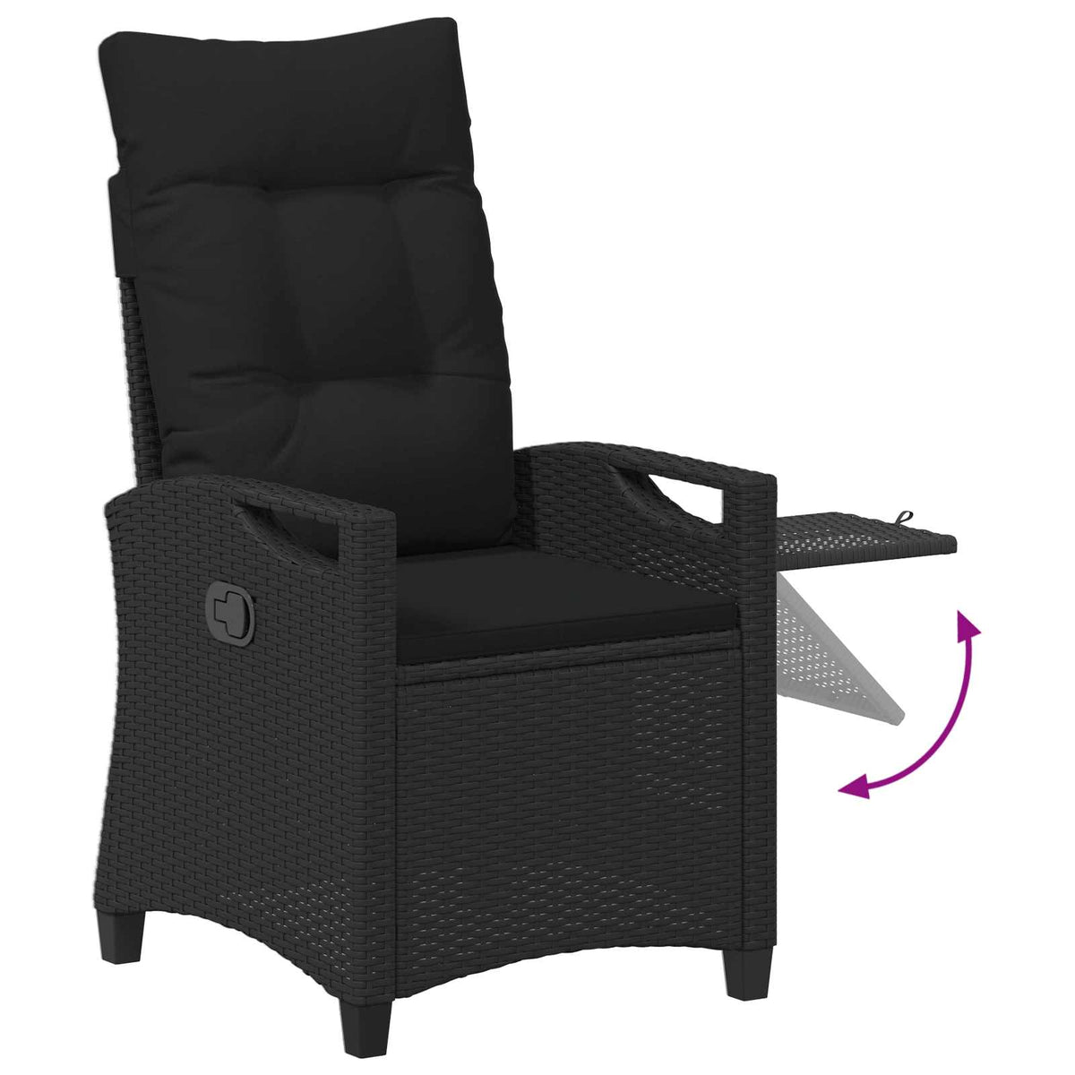 Reclining Garden Chair Black 56 x 60 x 112 cm Poly Rattan