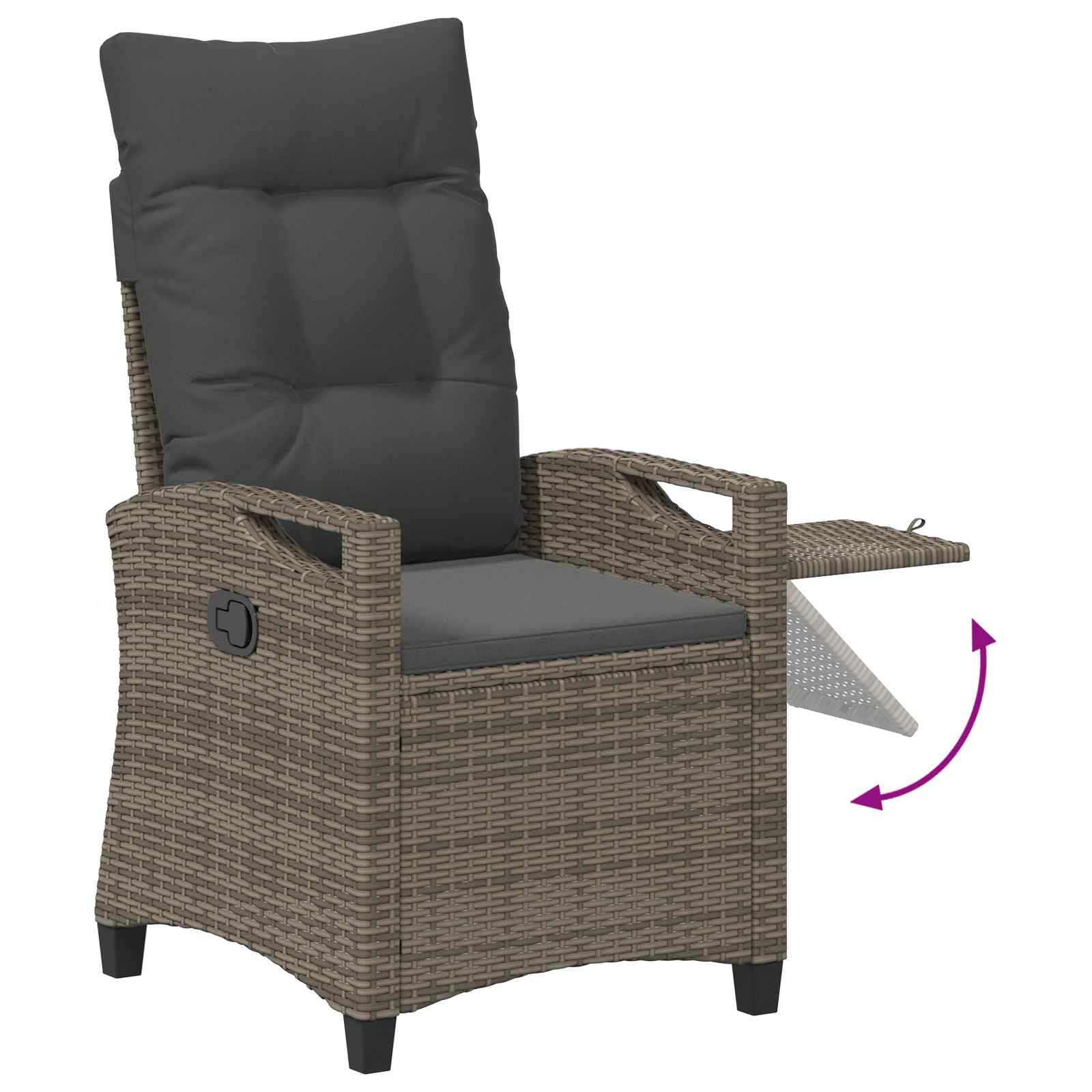 Reclining Garden Chair Grey and Dark Grey 56 x 60 x 112 cm