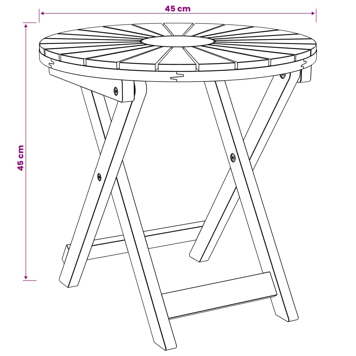 Bistro Table Natural Ø45 x 45 cm Solid Acacia Wood