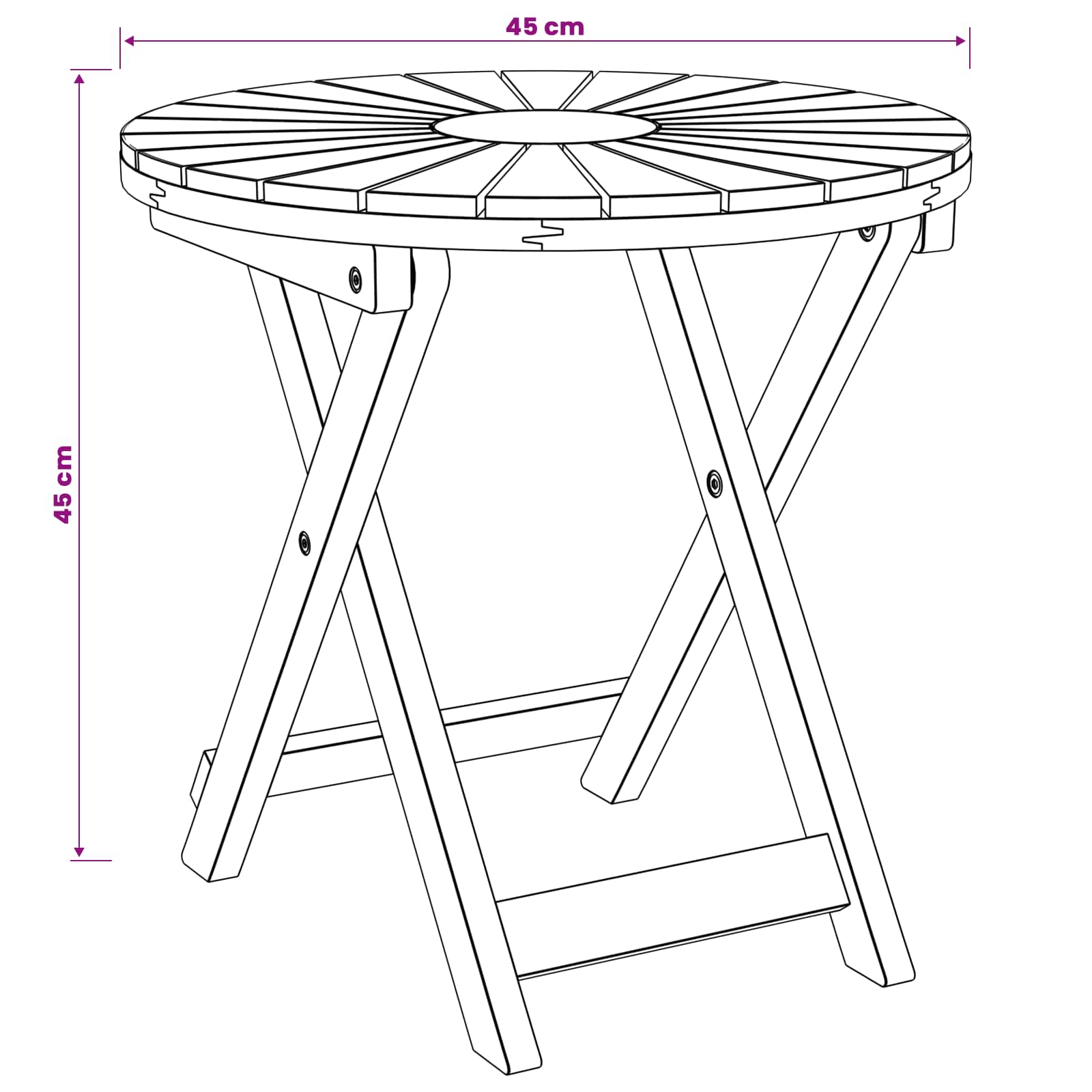 Bistro Table Natural Ø45 x 45 cm Solid Acacia Wood