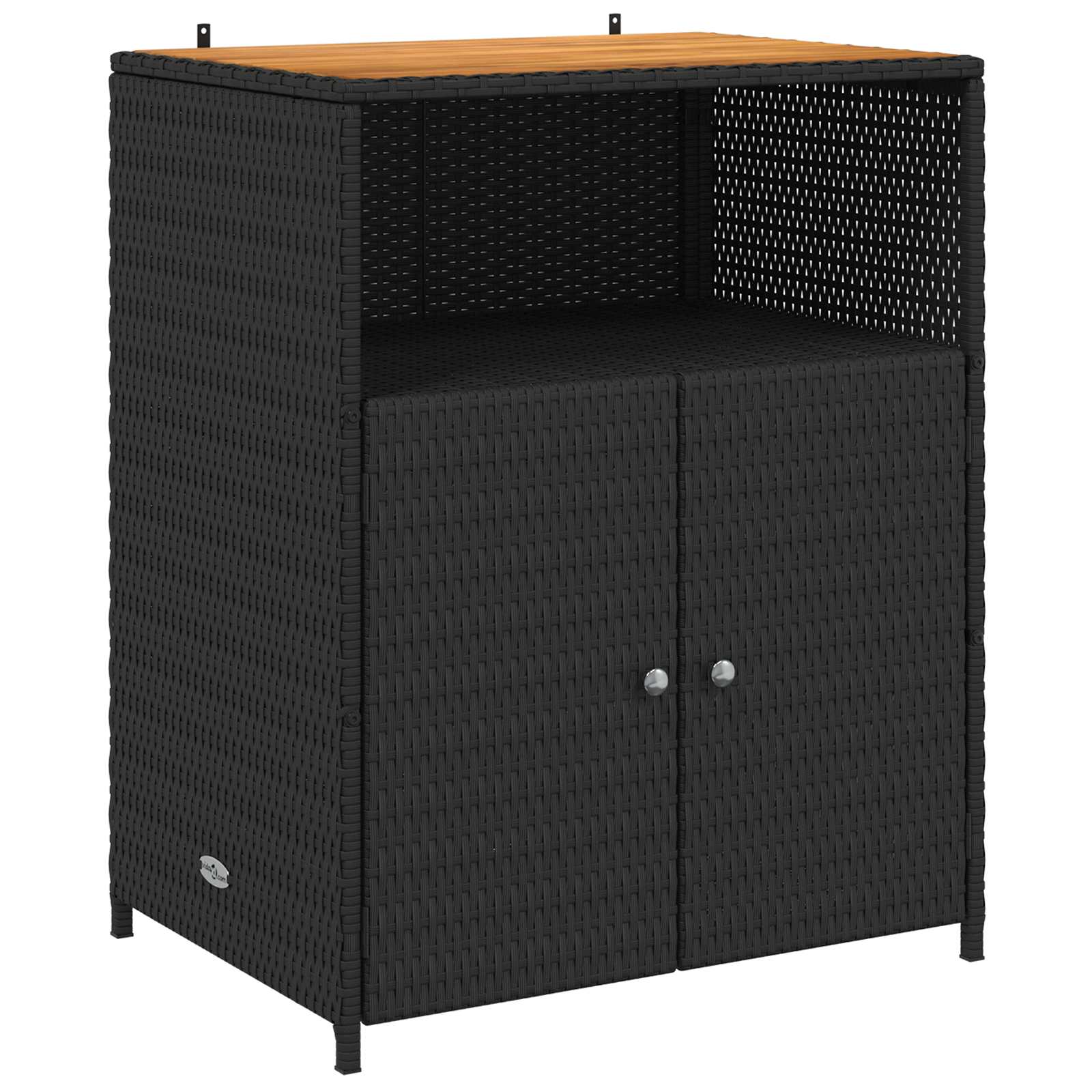 Cabinet Black 70 x 50 x 87 cm Polyester and Roly Rattan