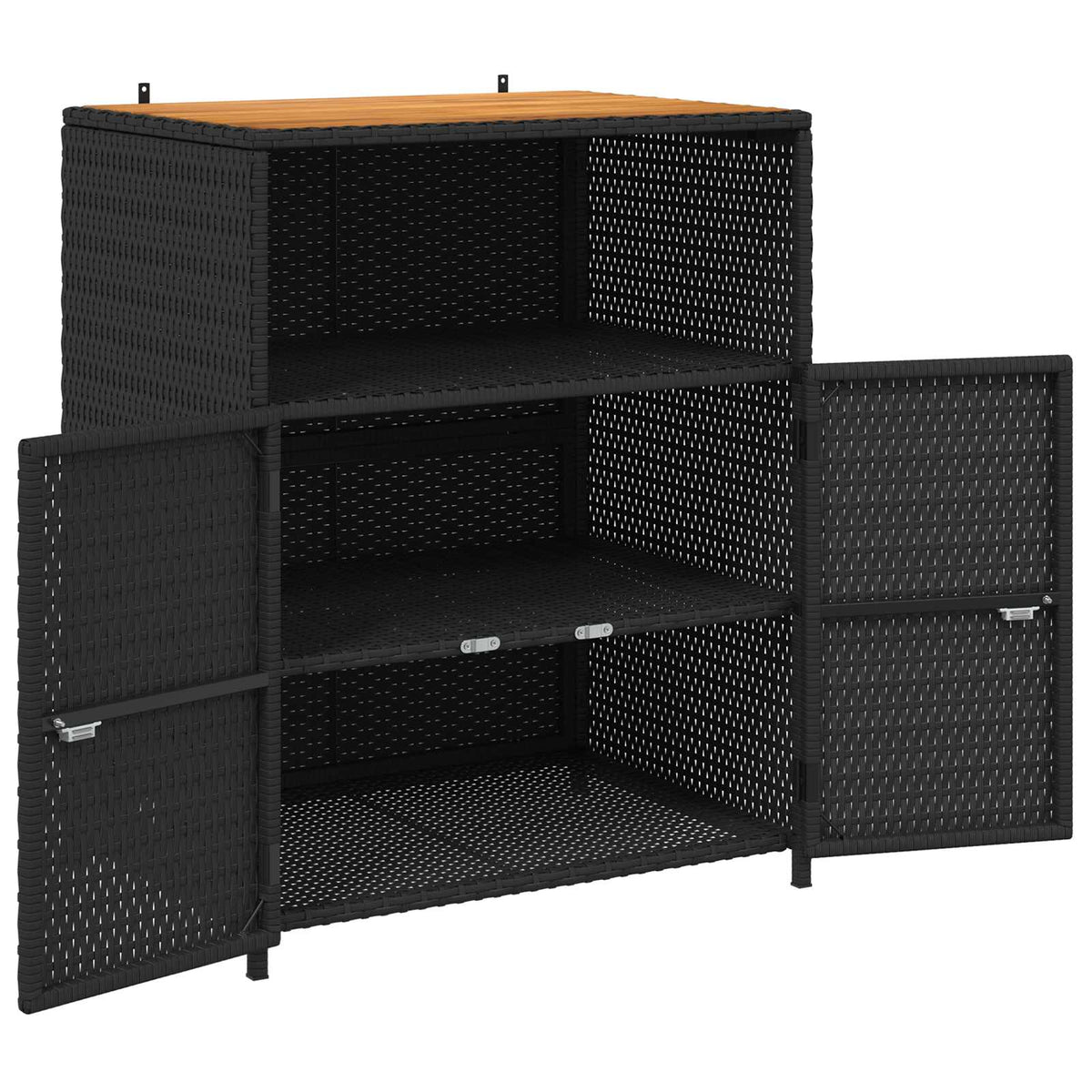Cabinet Black 70 x 50 x 87 cm Polyester and Roly Rattan