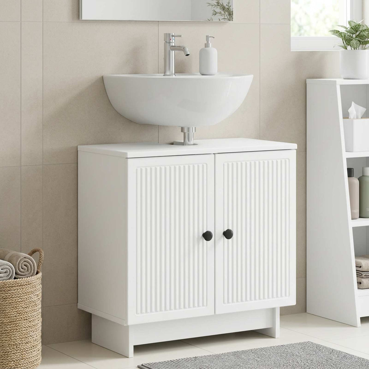 Bathroom Sink Cabinet UTRECHT White 59.5 x 31.5 x 59 cm