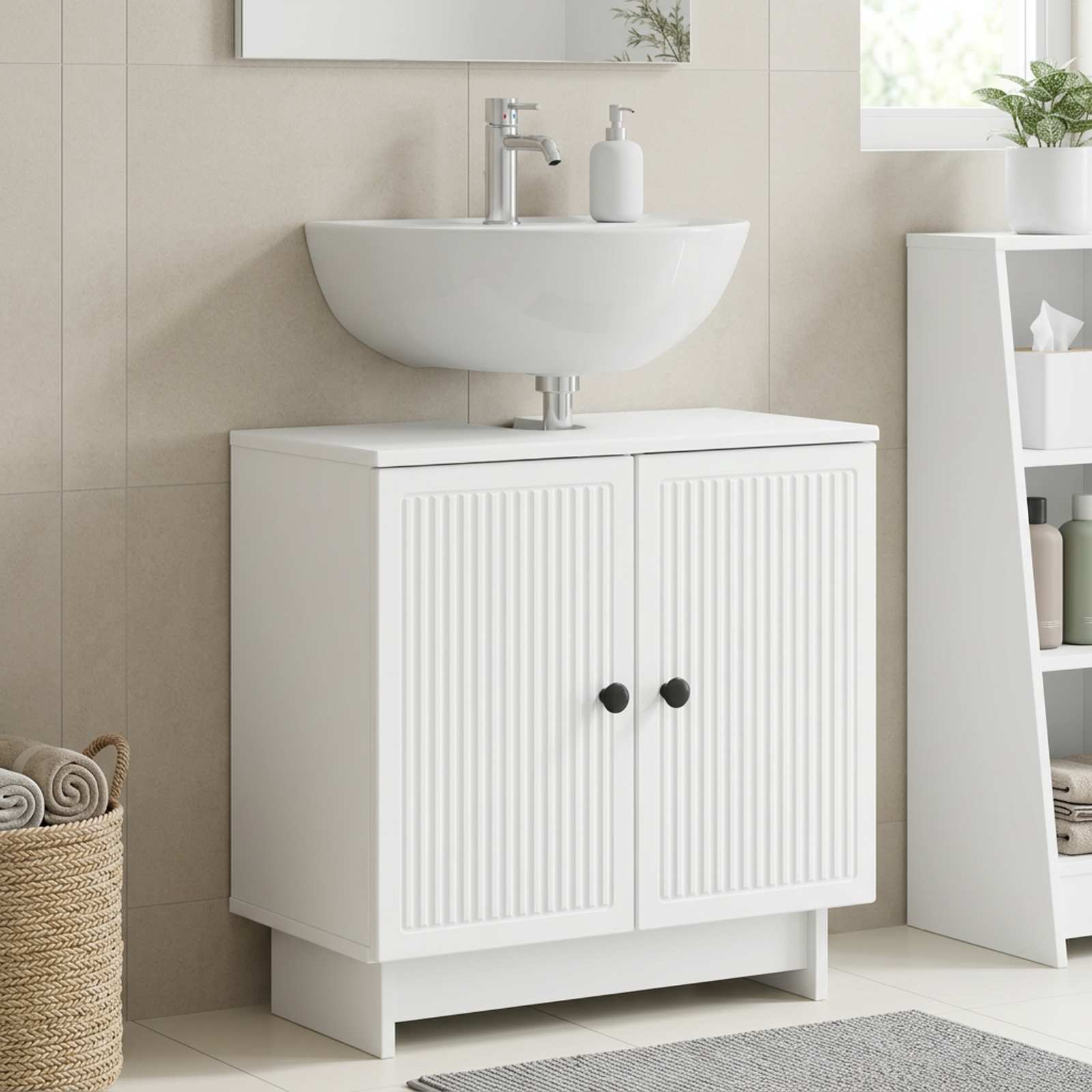 Bathroom Sink Cabinet UTRECHT White 59.5 x 31.5 x 59 cm