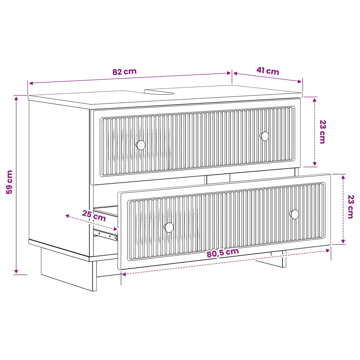 Bathroom Sink Cabinet EDE White 82 x 41 x 59 cm Engineered Wood