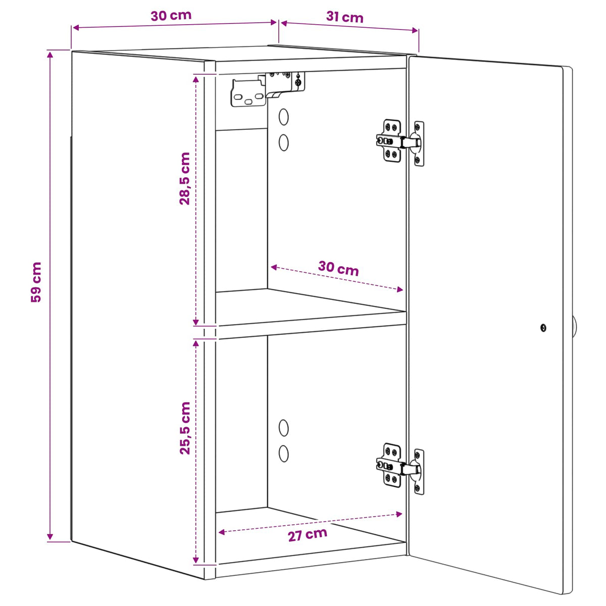 Bathroom Wall Cabinet EDE White 30 x 31 x 59 cm Engineered Wood