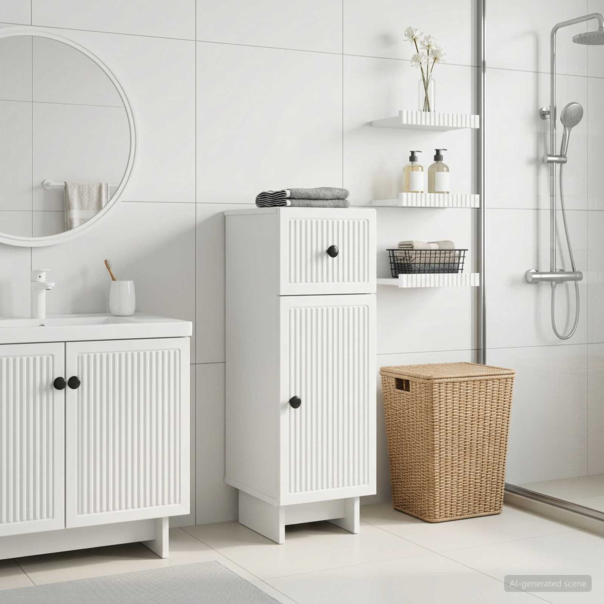 Bathroom Storage Cabinet EDE White 30 x 31 x 80 cm