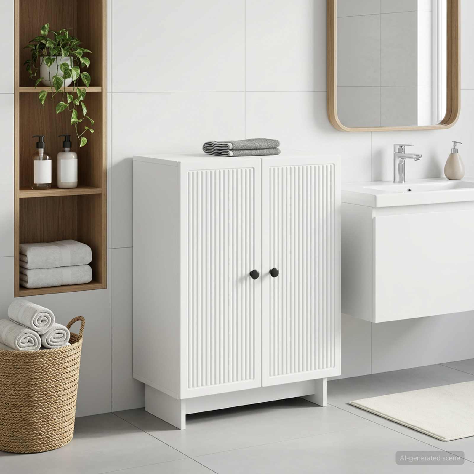 Bathroom Storage Cabinet EDE White 59.5 x 31 x 80 cm