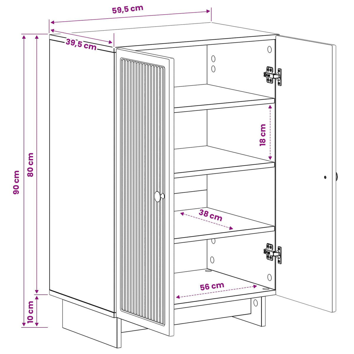 Shoe Cabinet EDE 59.5 x 39.5 x 90 cm Engineered Wood White