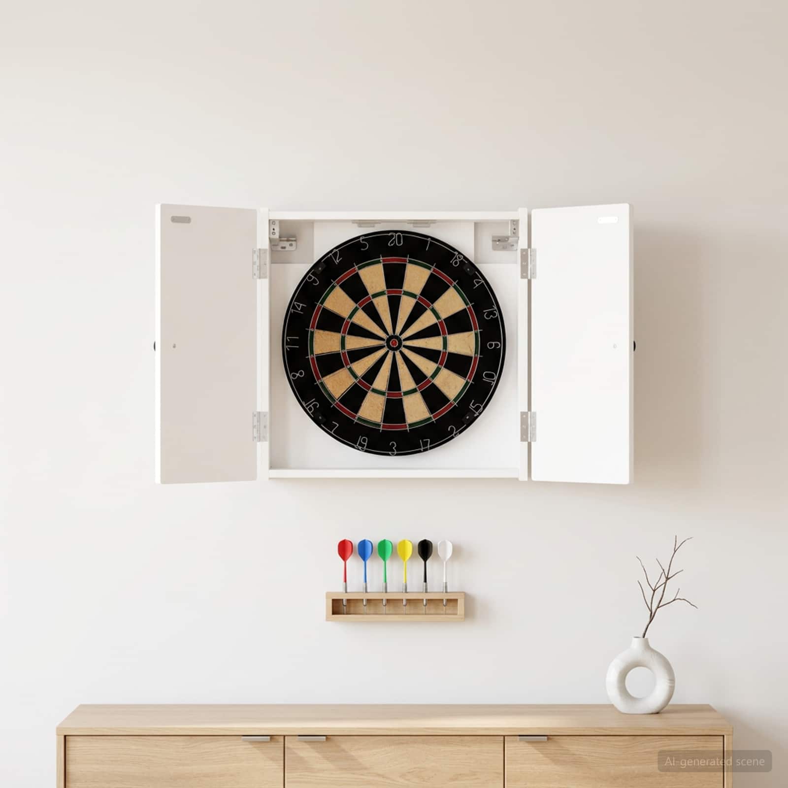 Dartboard Cabinet EDE White 52.5 x 10.5 x 53.5 cm