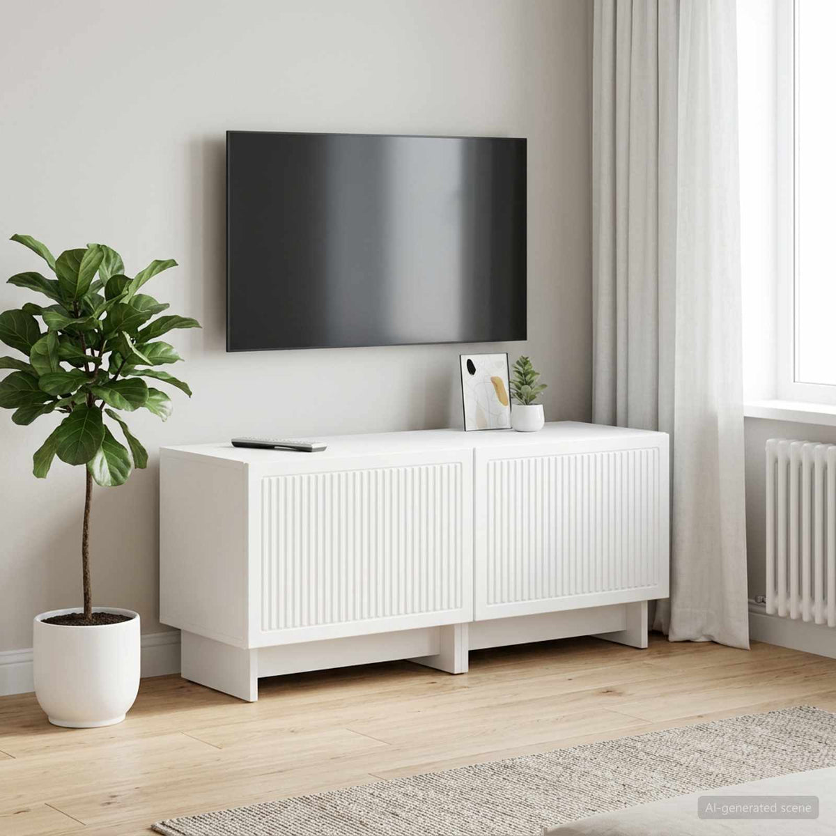 TV Cabinet White Engineered Wood