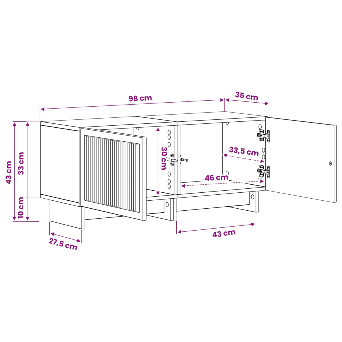 TV Cabinet White Engineered Wood