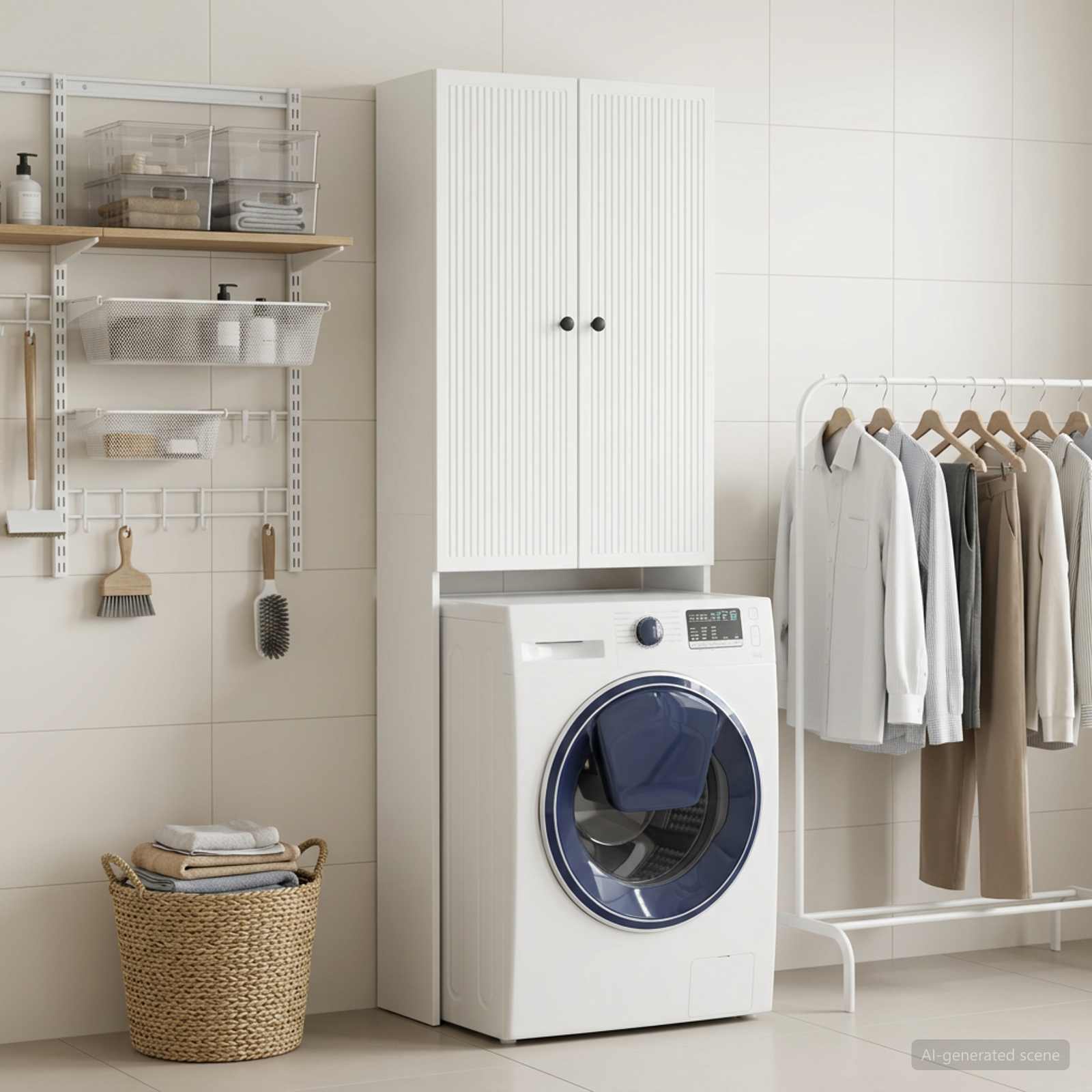 Toilet Cabinet EDE White 66 x 25.5 x 190 cm Engineered Wood