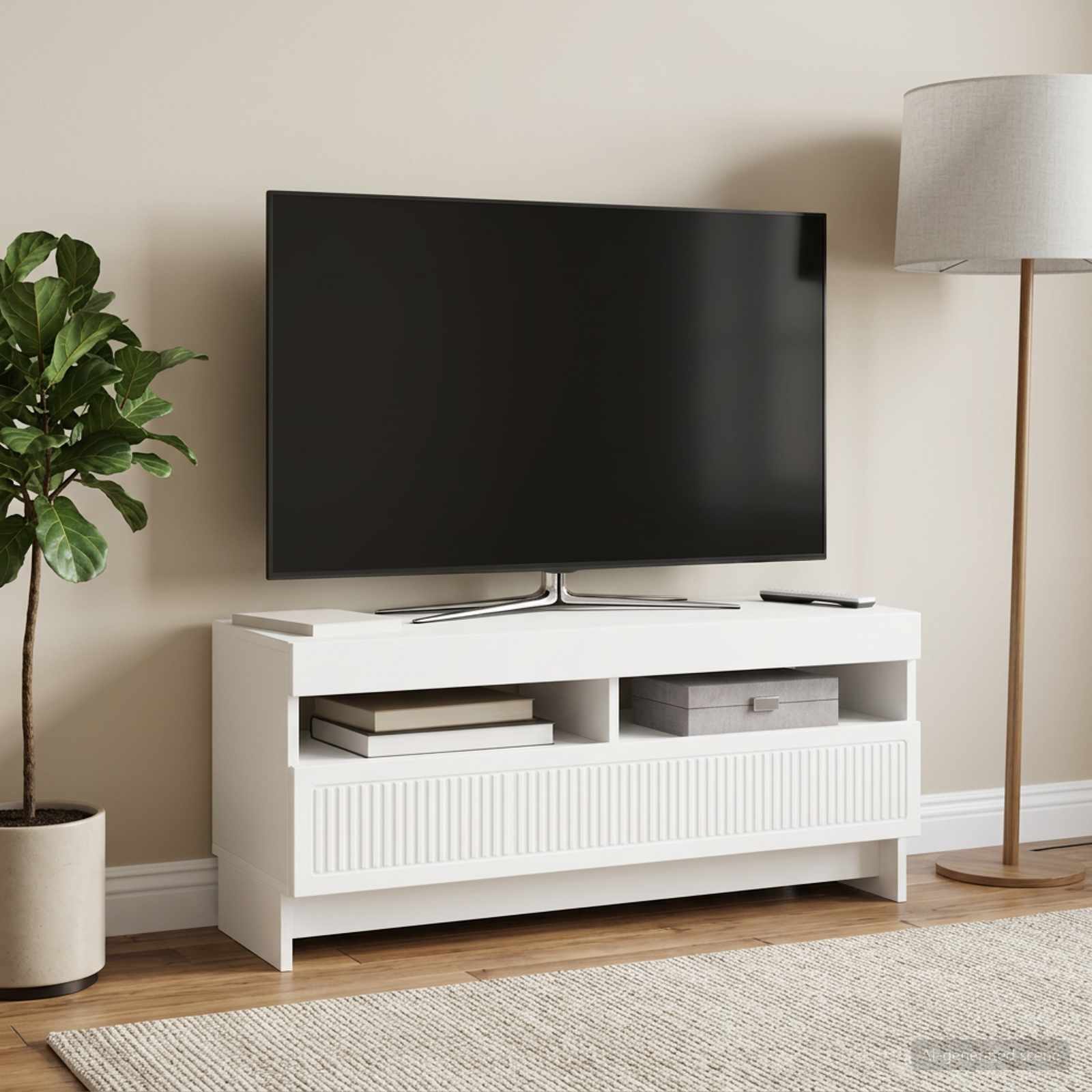 LED TV Cabinet EDE 100 x 35 x 43 cm White Engineered Wood