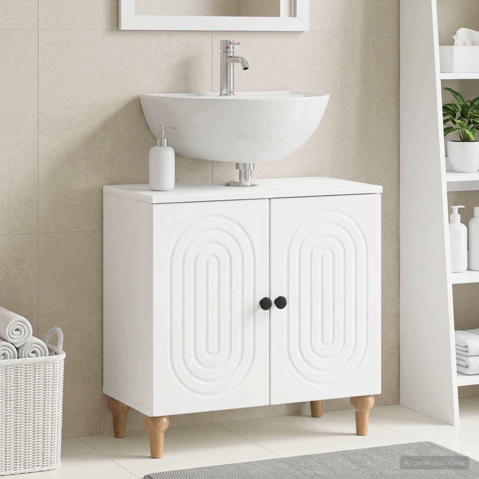 Bathroom Sink Cabinet ALKMAAR White 59.5 x 31.5 x 59 cm