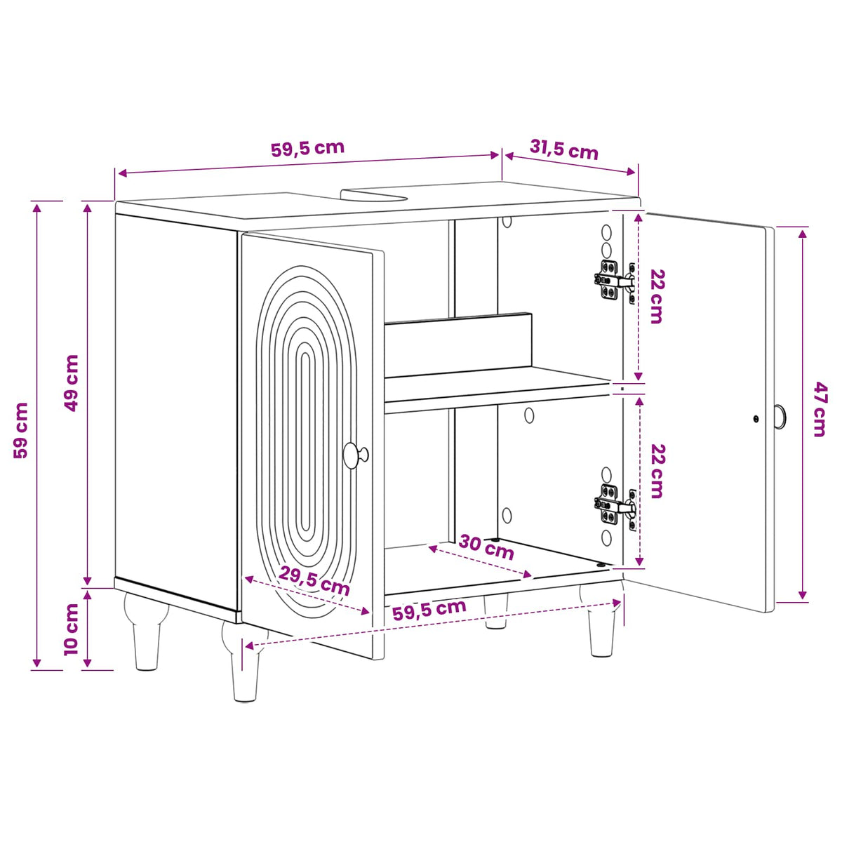 Bathroom Sink Cabinet ALKMAAR White 59.5 x 31.5 x 59 cm