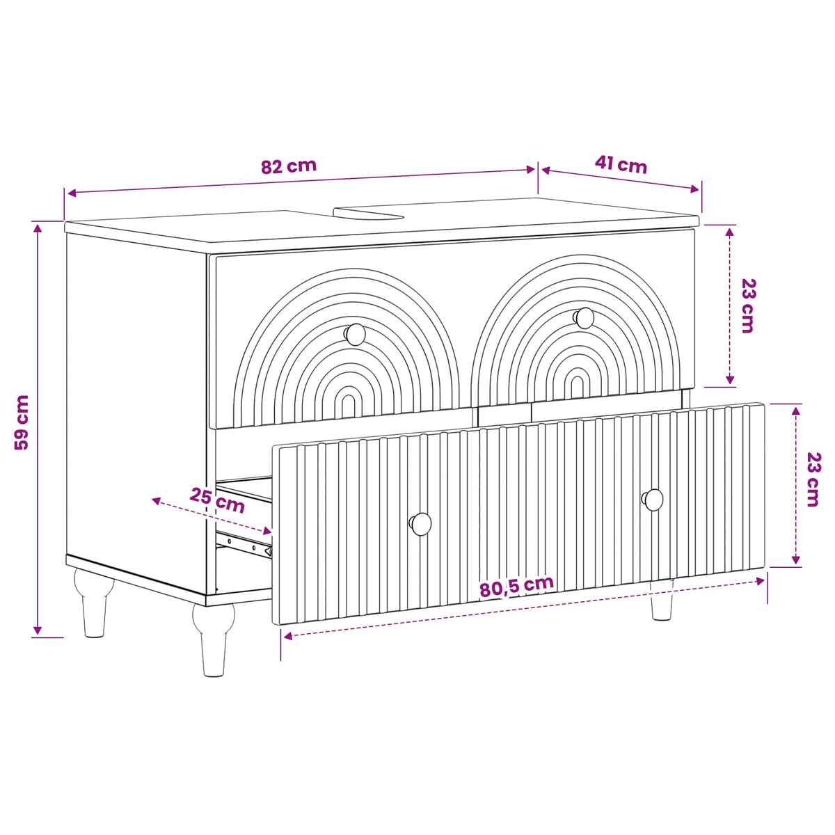 Bathroom Sink Cabinet ALKMAAR White 82 x 41 x 59 cm