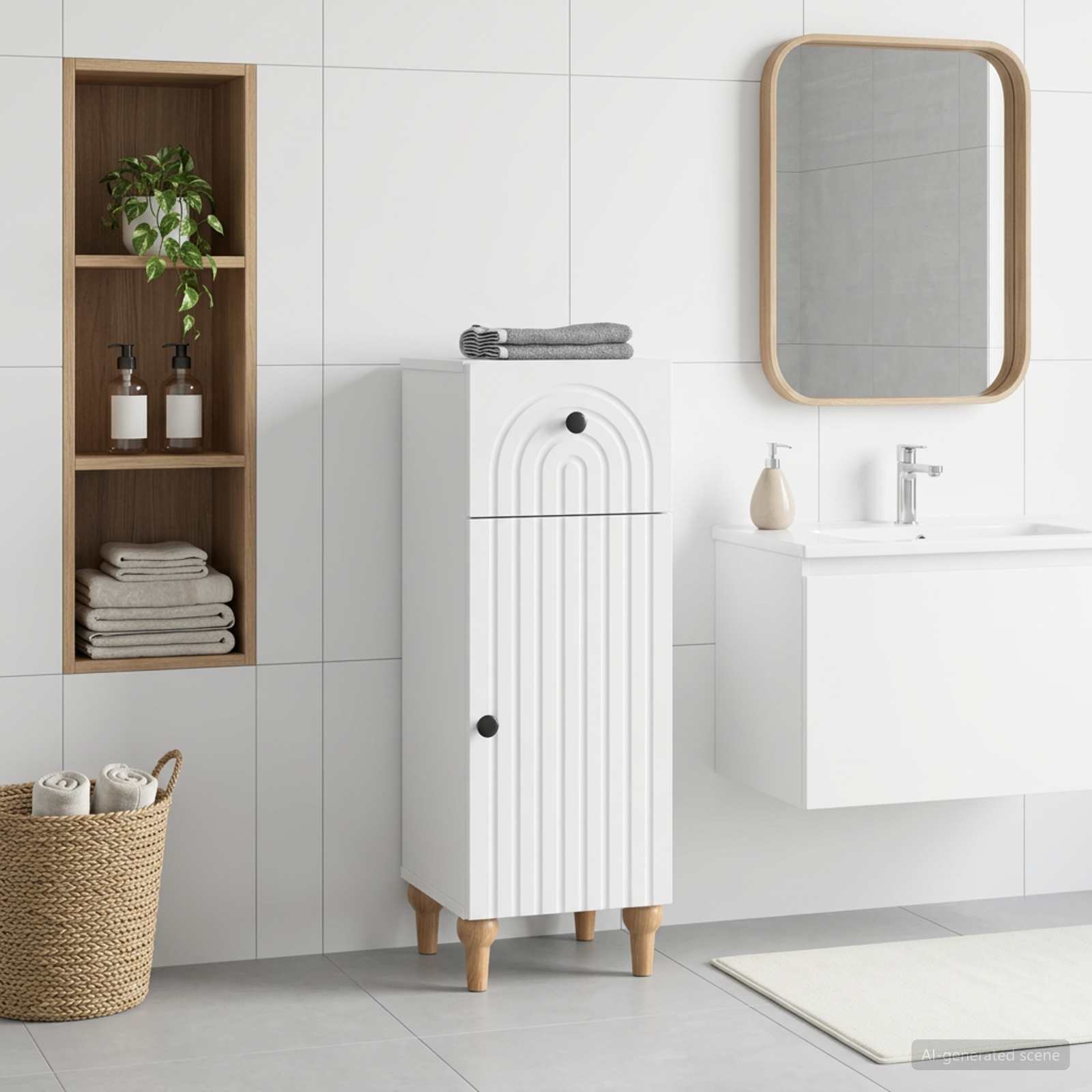 Bathroom Storage Cabinet ALKMAAR White 30 x 31 x 80 cm