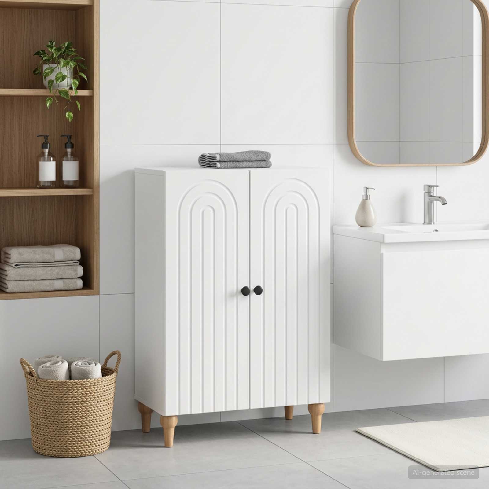 Bathroom Storage Cabinet ALKMAAR White 59.5 x 31 x 80 cm