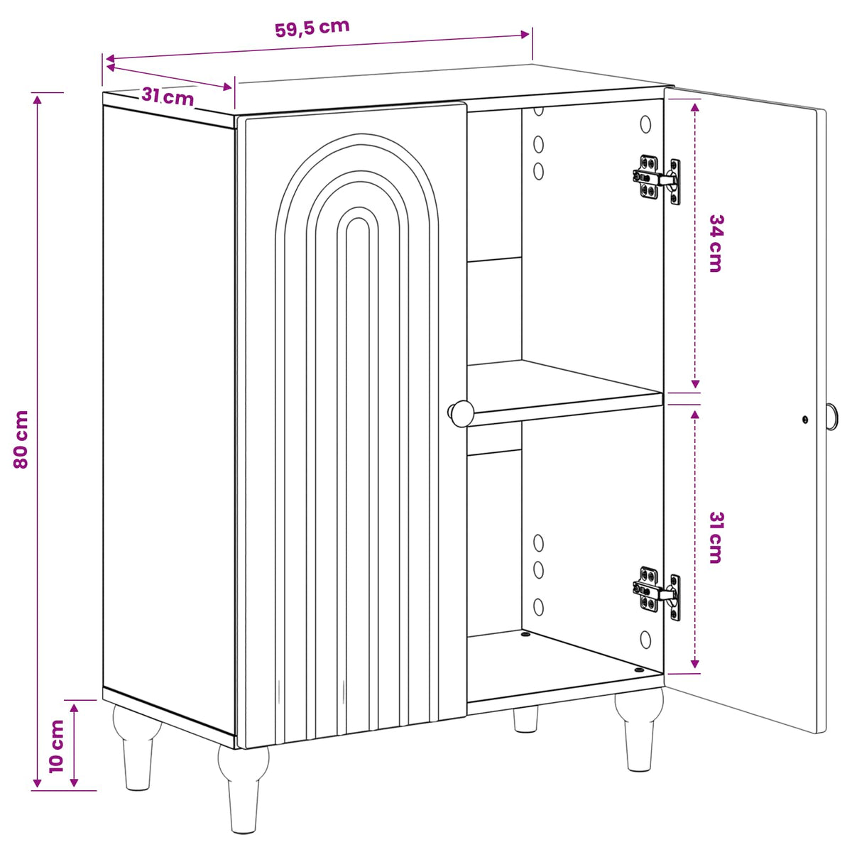 Bathroom Storage Cabinet ALKMAAR White 59.5 x 31 x 80 cm