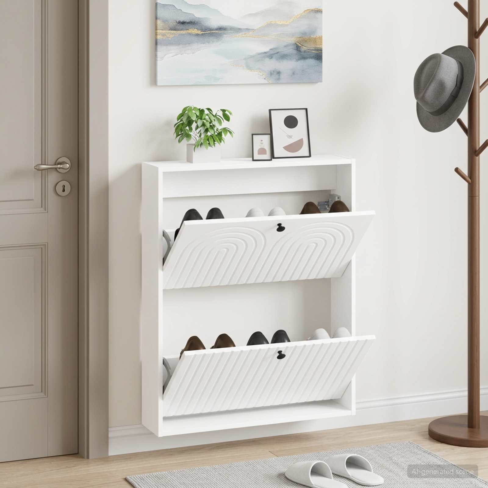 Wall-Mounted Shoe Cabinet ALKMAAR 71 x 17 x 86 cm White