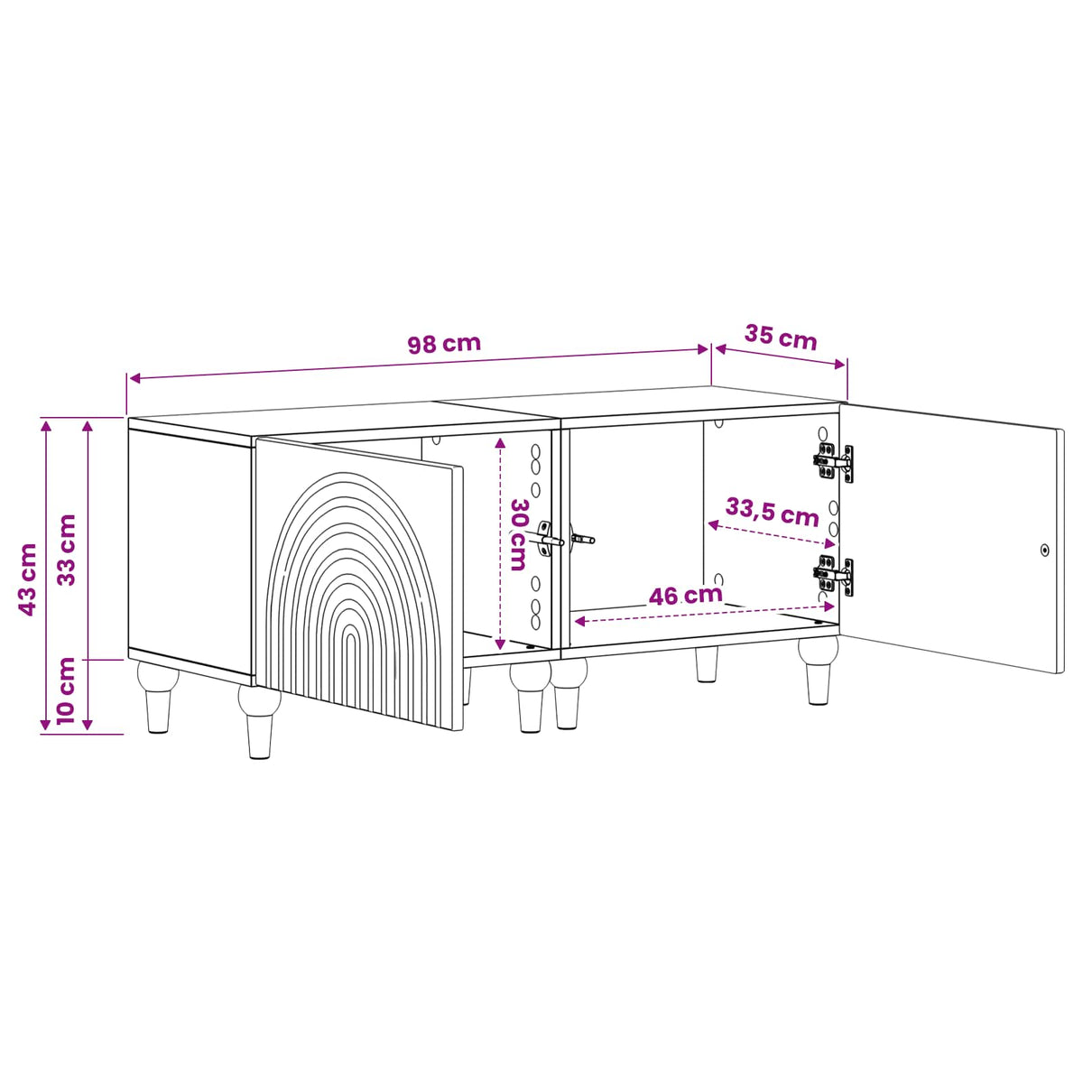 TV Cabinet White Engineered Wood