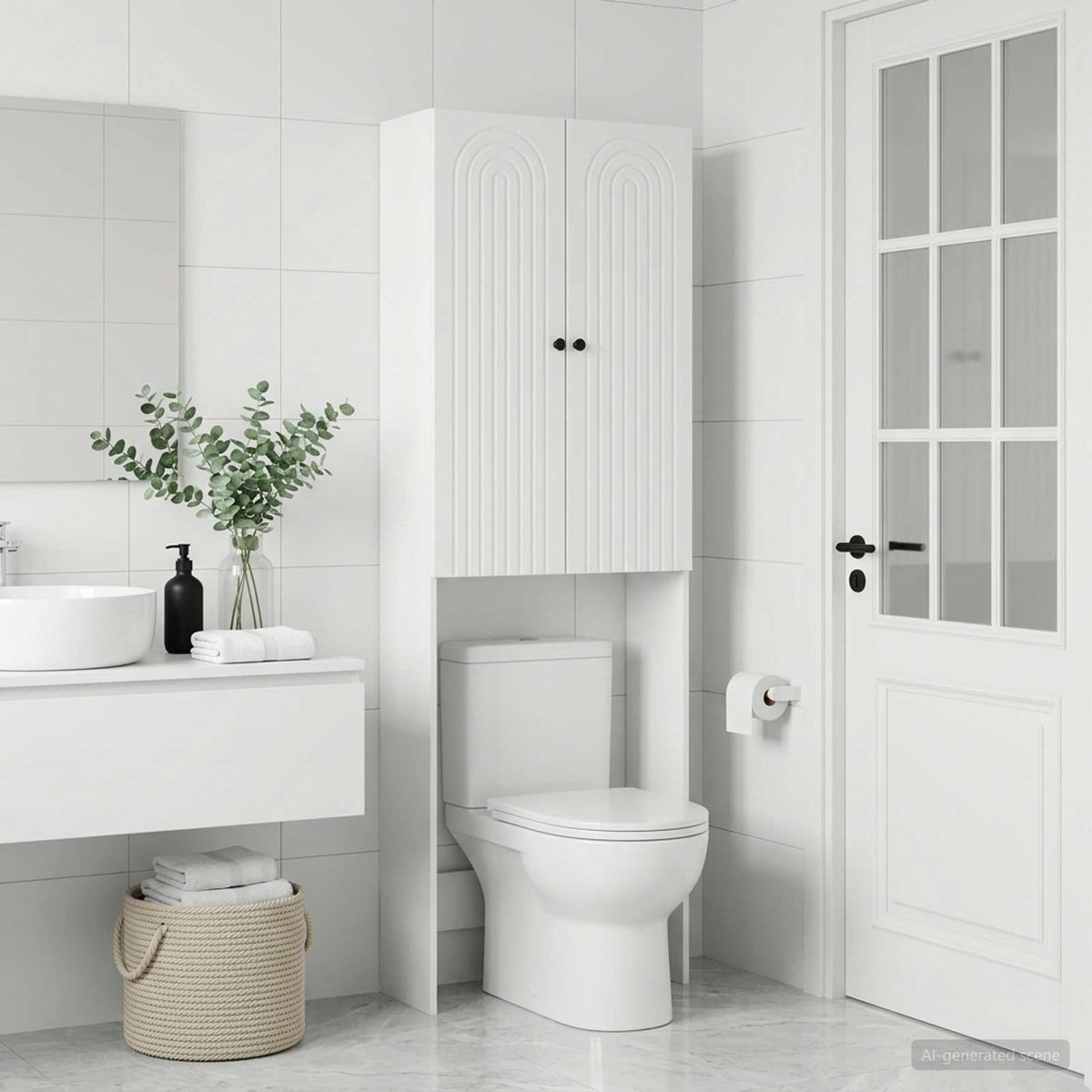 Toilet Cabinet ALKMAAR White 66 x 25.5 x 190 cm Engineered Wood