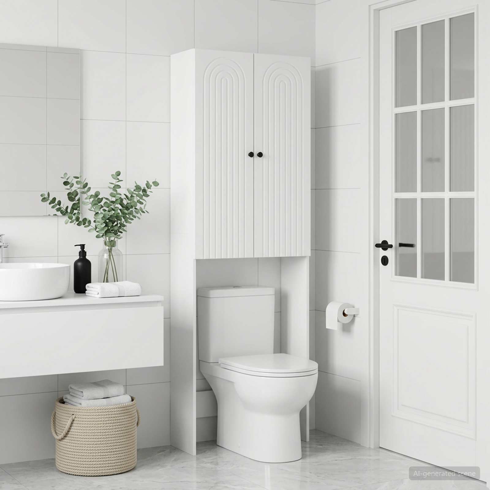 Toilet Cabinet ALKMAAR White 66 x 25.5 x 190 cm Engineered Wood