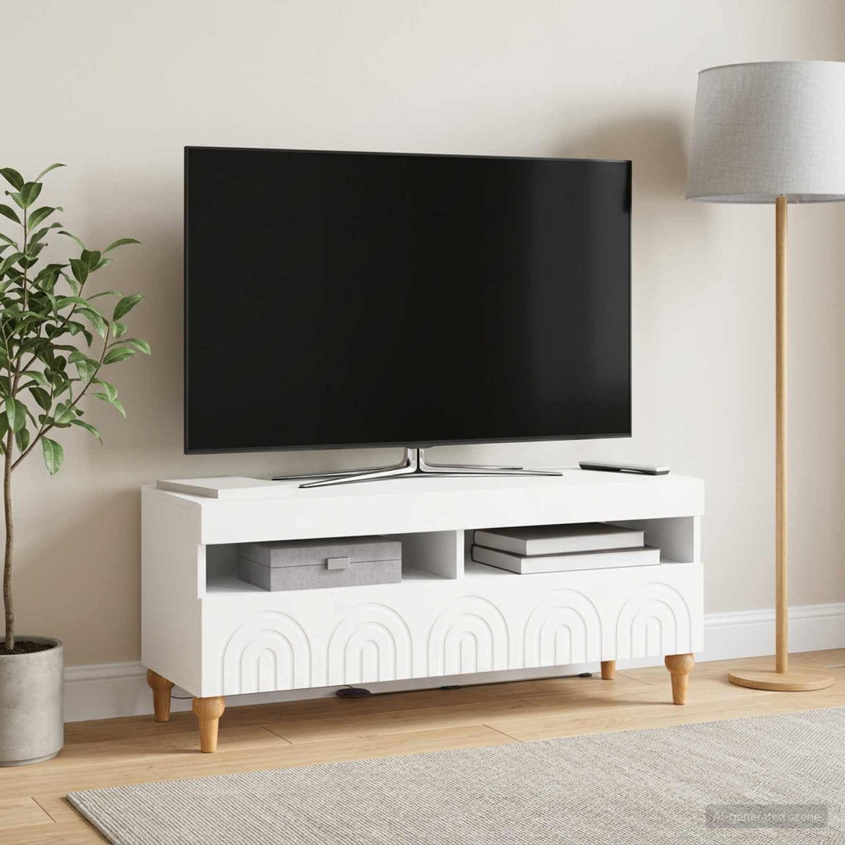 LED TV Cabinet ALKMAAR 100 x 35 x 43 cm White Engineered Wood