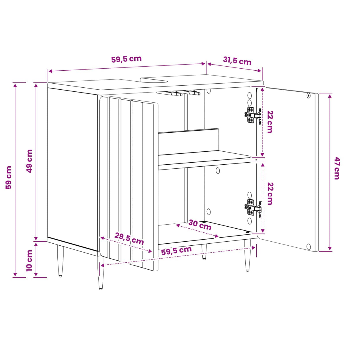 Bathroom Sink Cabinet ZWOLLE White 59.5 x 31.5 x 59 cm