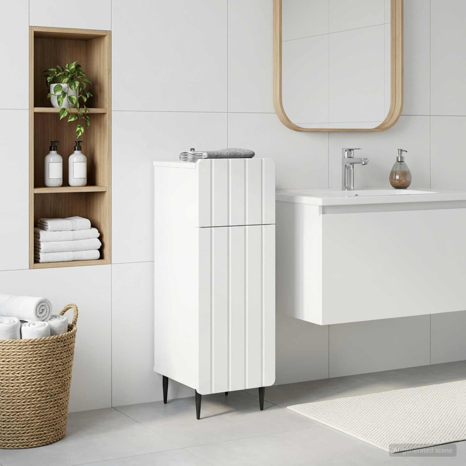 Bathroom Storage Cabinet ZWOLLE White 30 x 31 x 79.5 cm