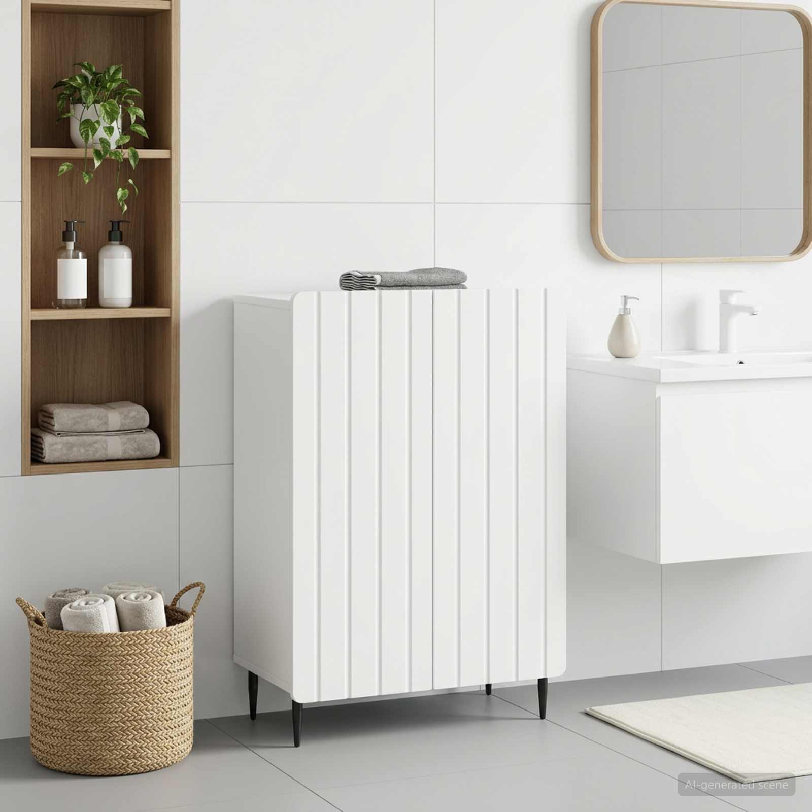 Bathroom Storage Cabinet ZWOLLE White 59.5 x 31 x 79.5 cm