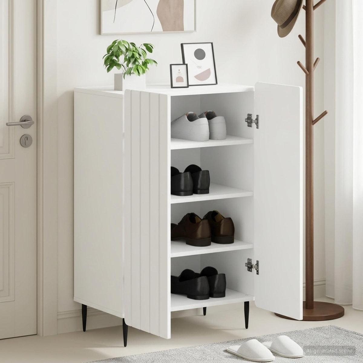 Shoe Cabinet ZWOLLE 59.5 x 39.5 x 91.5 cm Engineered Wood White
