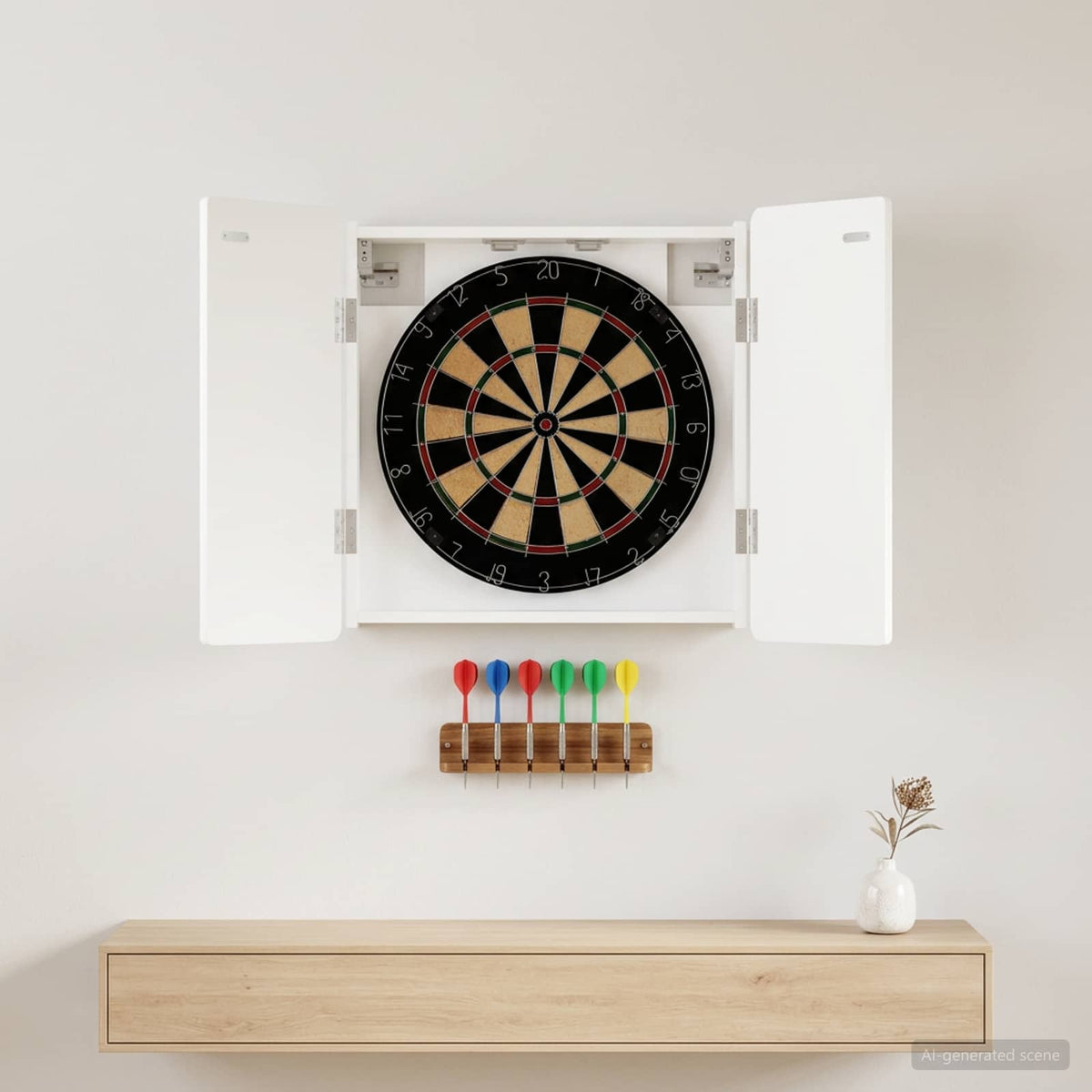 Dartboard Cabinet ZWOLLE White 52.5 x 10.5 x 57.5 cm