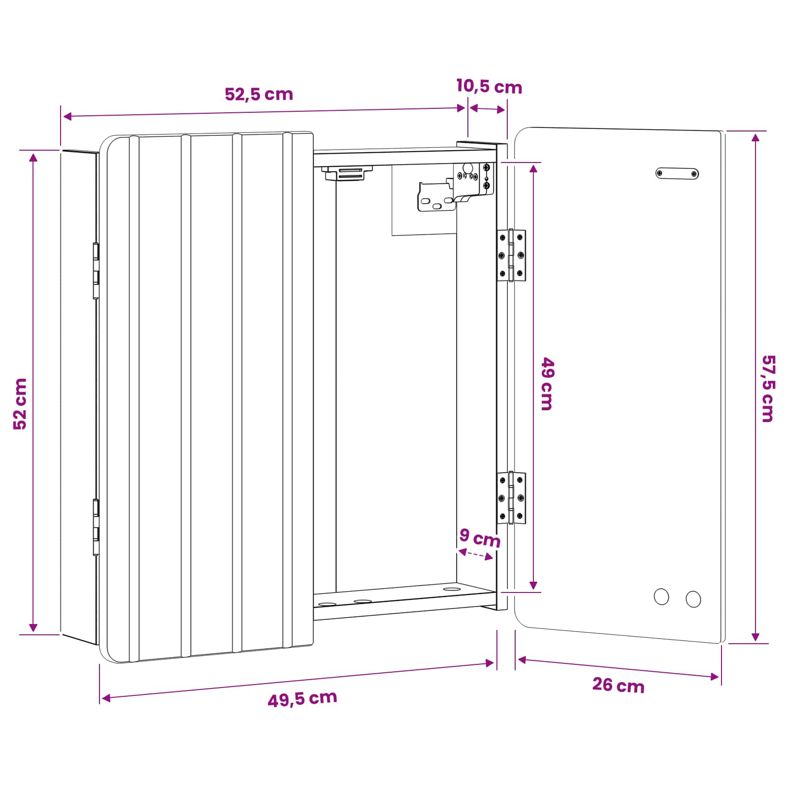 Dartboard Cabinet ZWOLLE White 52.5 x 10.5 x 57.5 cm
