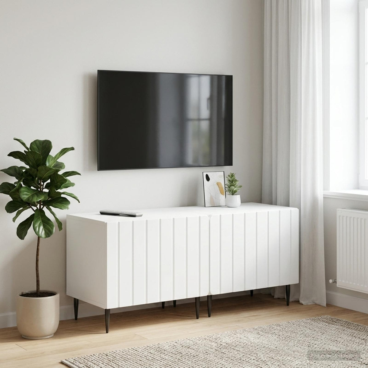 TV Cabinet White Engineered Wood