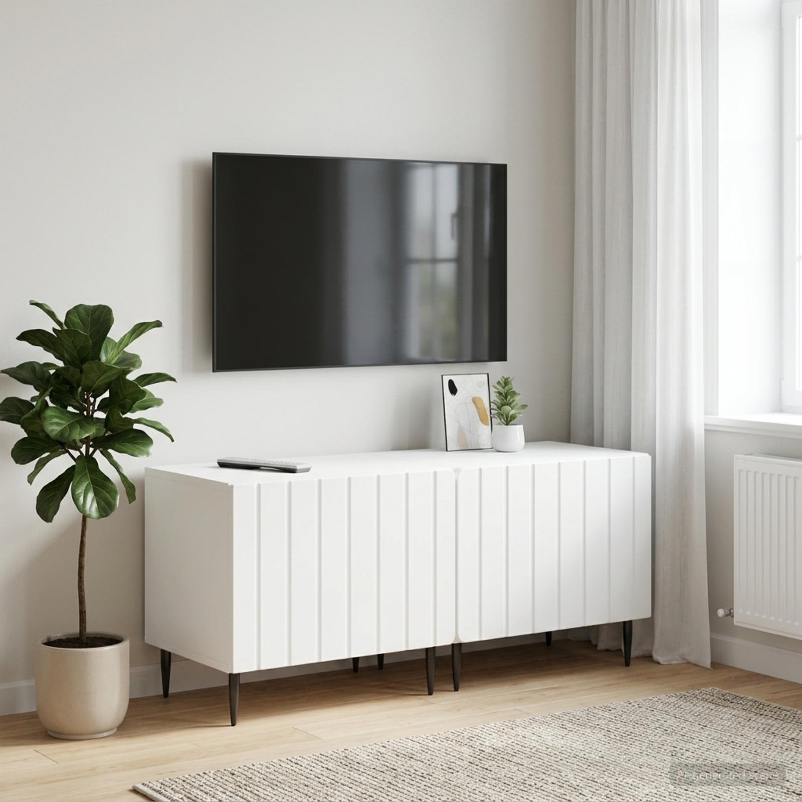 TV Cabinet White Engineered Wood