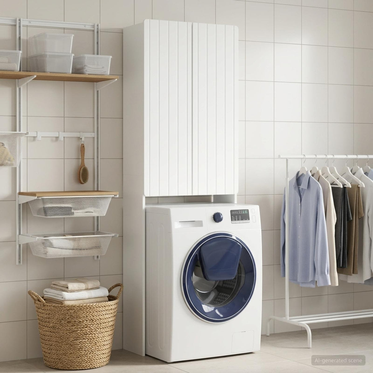 Toilet Cabinet ZWOLLE White 66 x 25.5 x 190 cm Engineered Wood