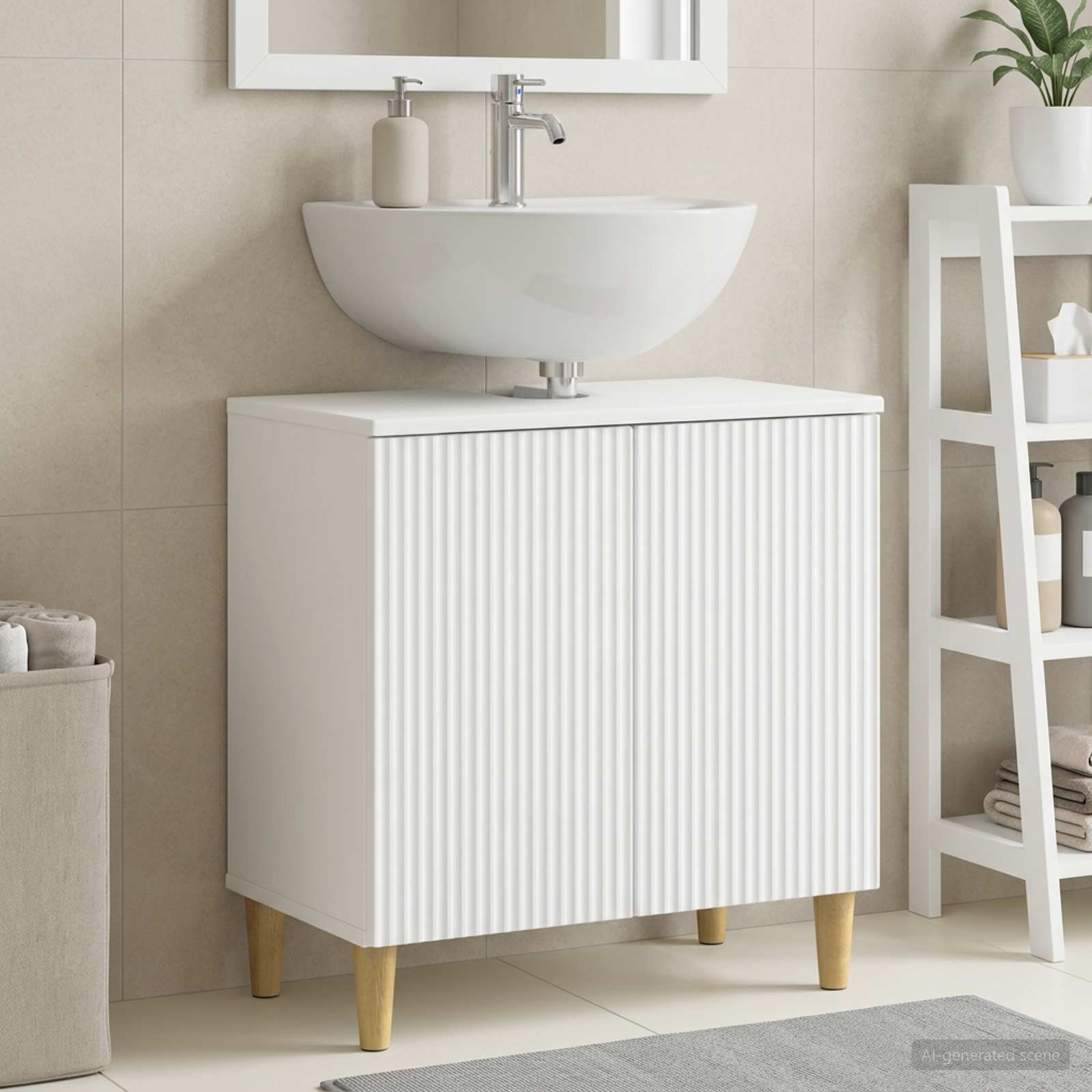 Bathroom Sink Cabinet ARNHEM White 59.5 x 31.5 x 59 cm