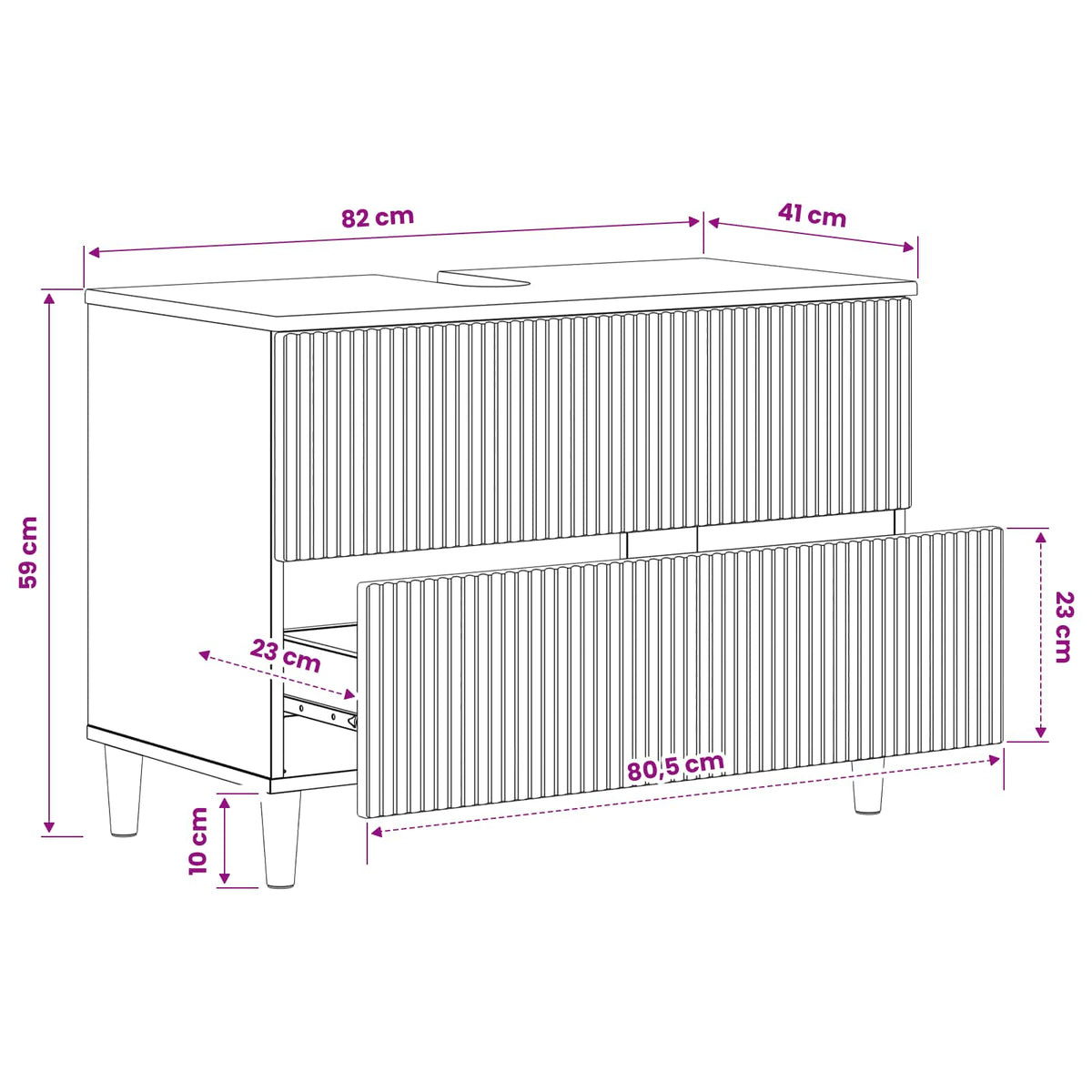 Bathroom Sink Cabinet ARNHEM White 82 x 41 x 59 cm