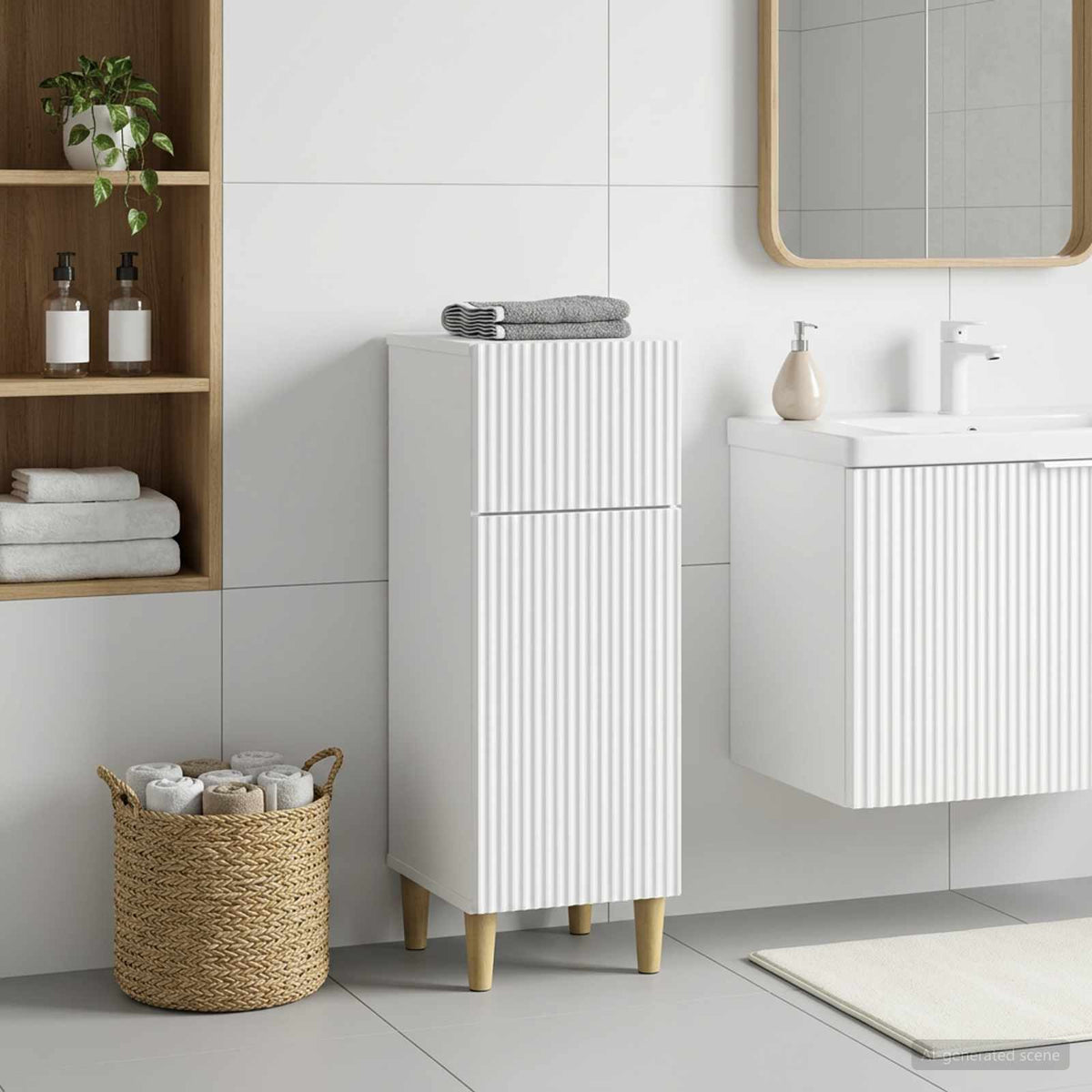 Bathroom Storage Cabinet ARNHEM White 30 x 31 x 80 cm
