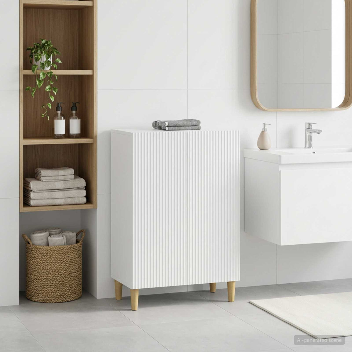 Bathroom Storage Cabinet ARNHEM White 59.5 x 31 x 80 cm