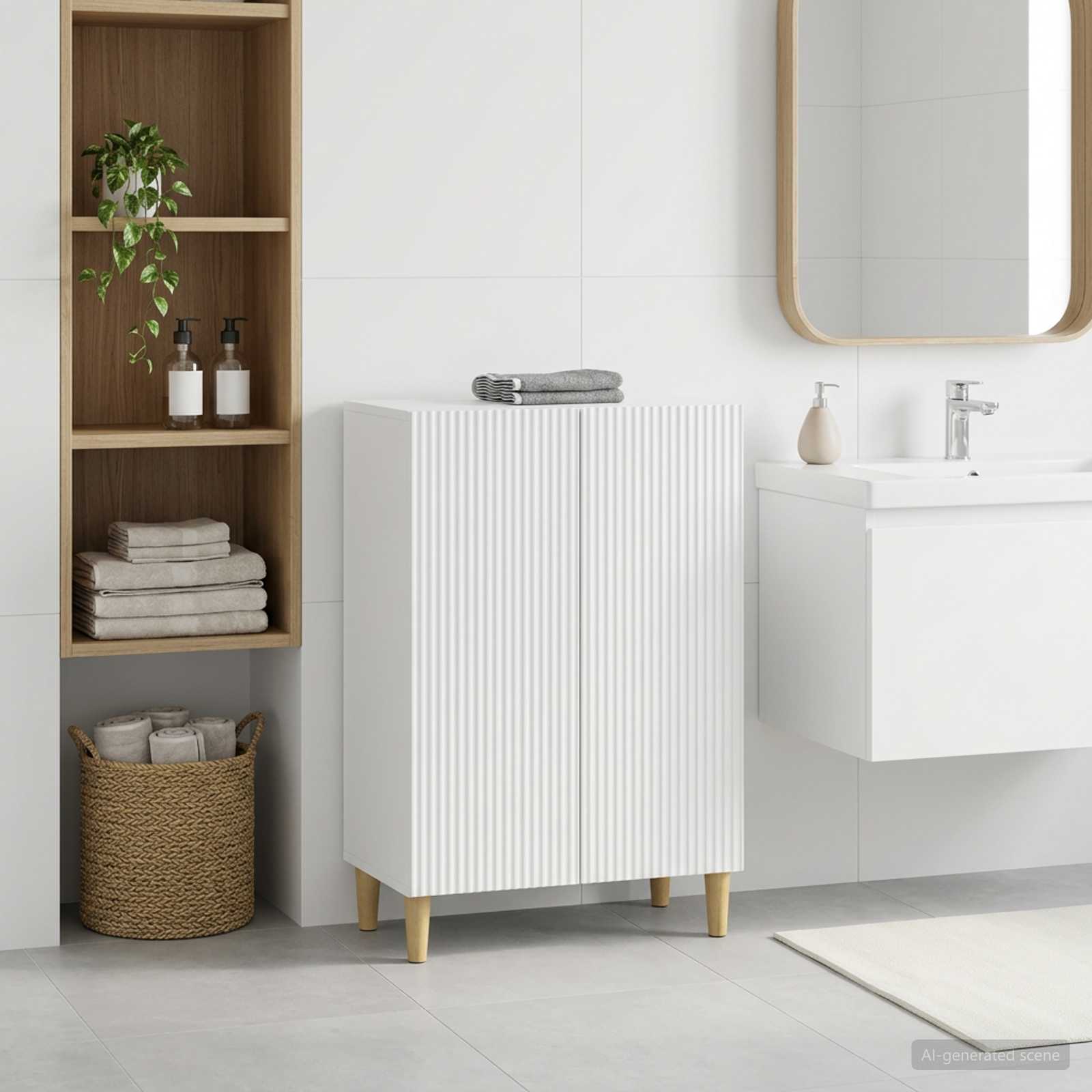 Bathroom Storage Cabinet ARNHEM White 59.5 x 31 x 80 cm