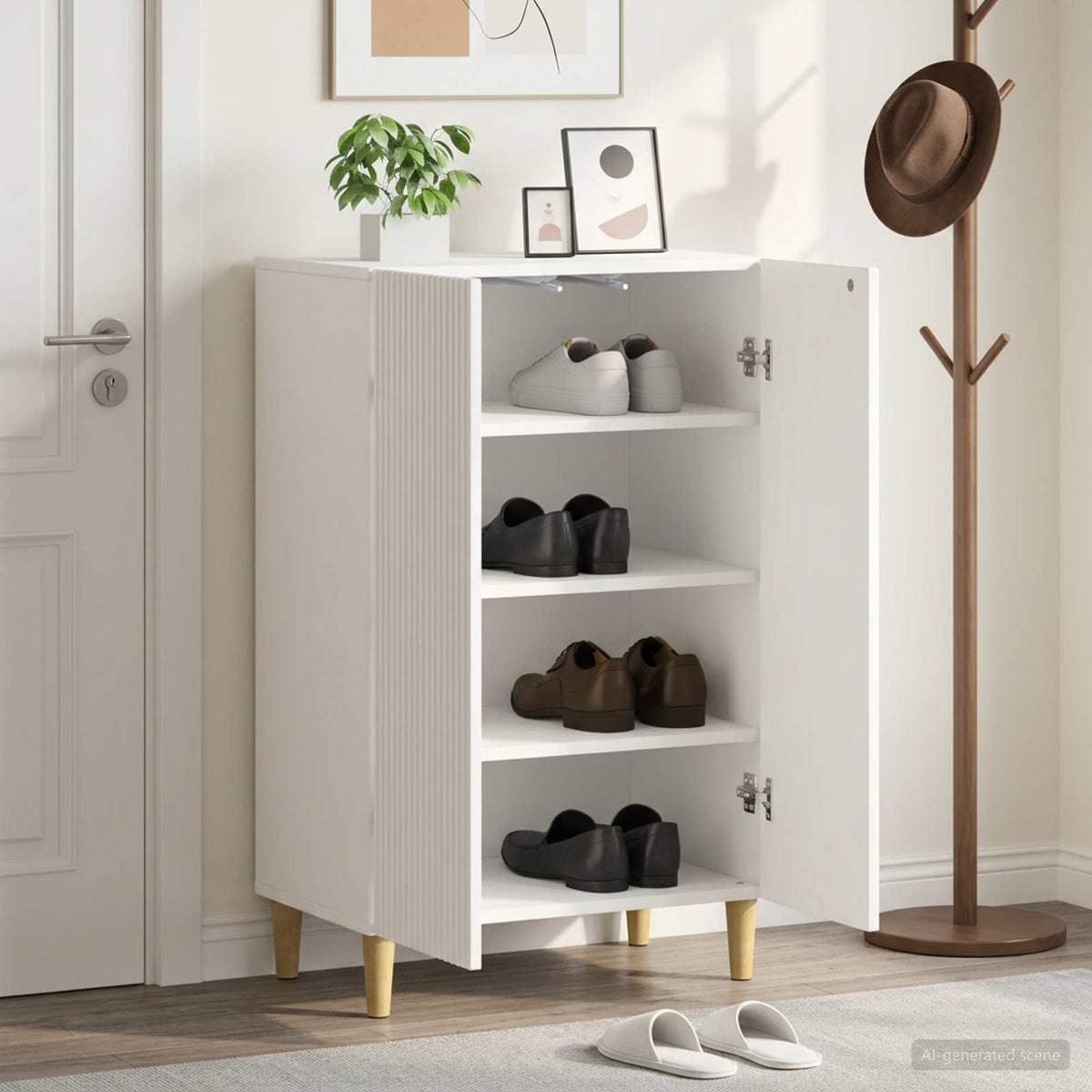 Shoe Cabinet ARNHEM 59.5 x 39.5 x 90 cm Engineered Wood White