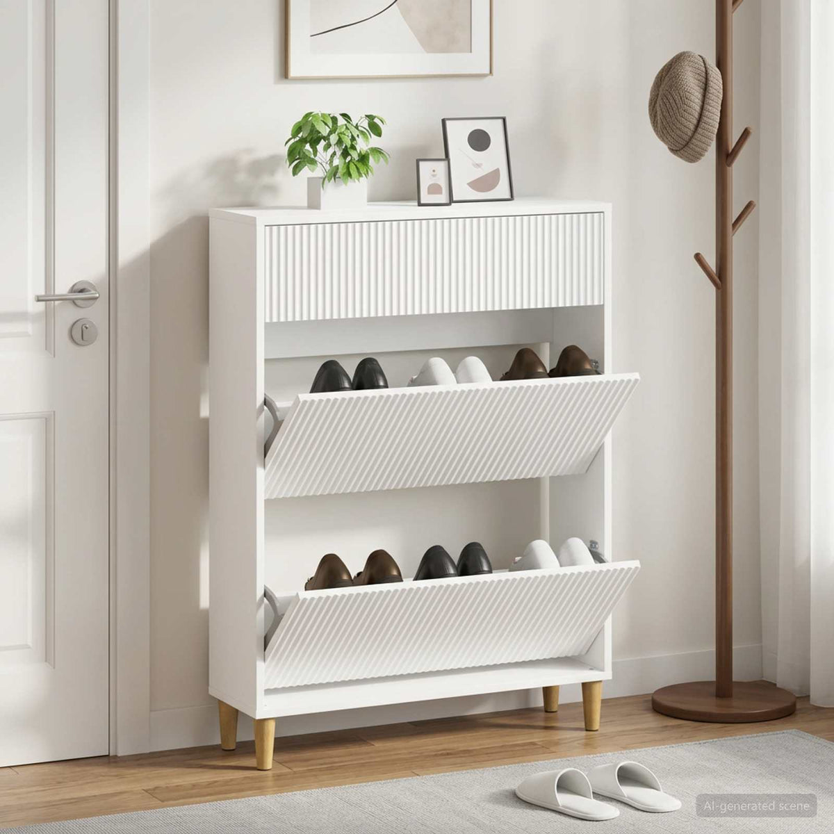 Shoe Cabinet ARNHEM 78 x 24 x 103 cm Engineered Wood White