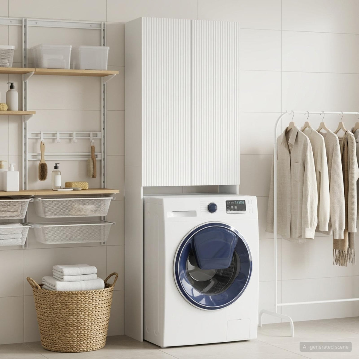 Toilet Cabinet ARNHEM White 66 x 25.5 x 190 cm Engineered Wood