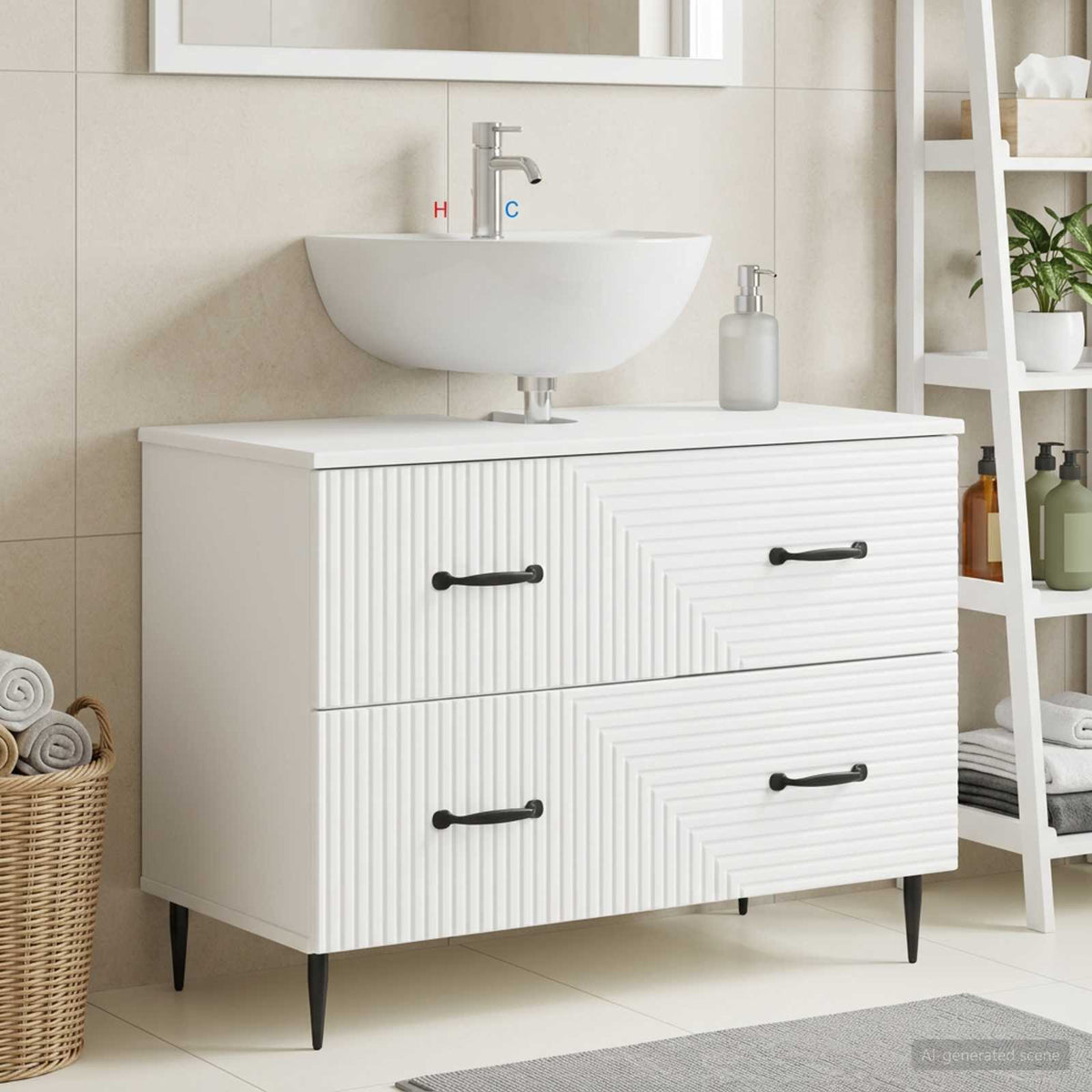 Bathroom Sink Cabinet HAARLEM White 82 x 41 x 58.5 cm