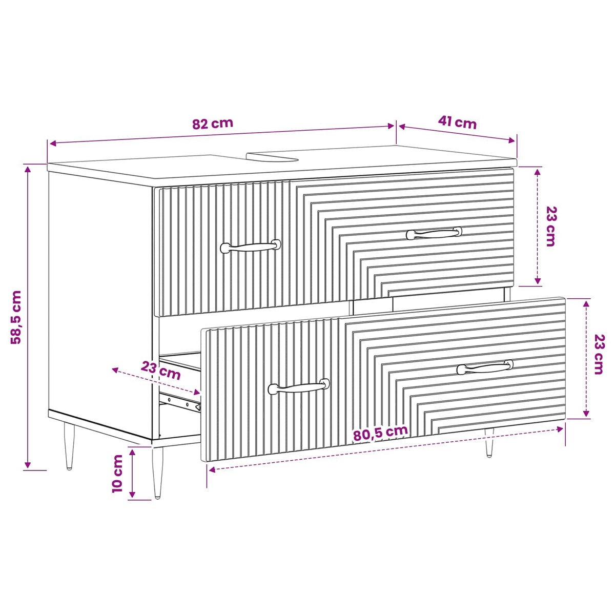 Bathroom Sink Cabinet HAARLEM White 82 x 41 x 58.5 cm
