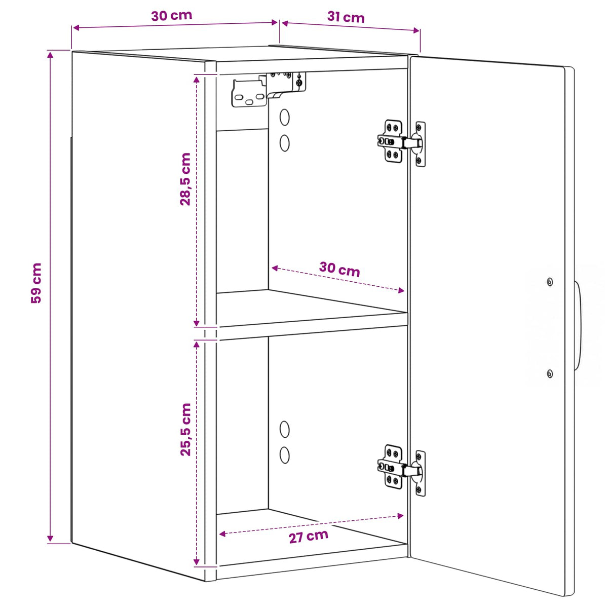 Bathroom Wall Cabinet HAARLEM White 30 x 31 x 59 cm